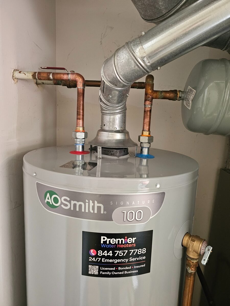 AO Smith Signature 100 water heater installed Carpentersville IL Premier Water Heaters